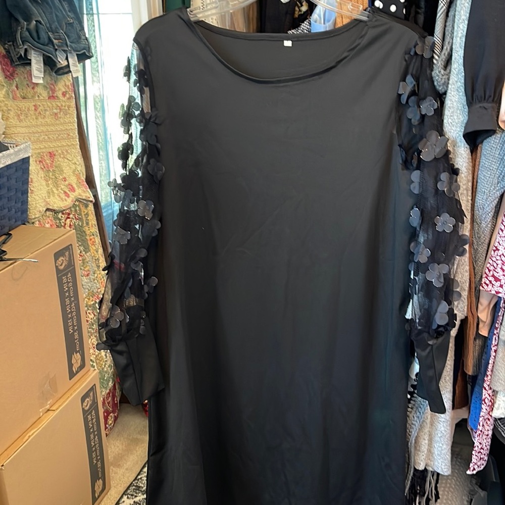 Large black dress with long sleeves